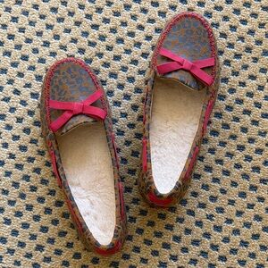 UGG Leopard Print Moccasins with Pink Bow